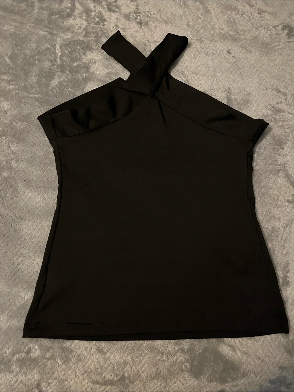 SHEIN Black One-Shoulder Cross-Strap Camisole